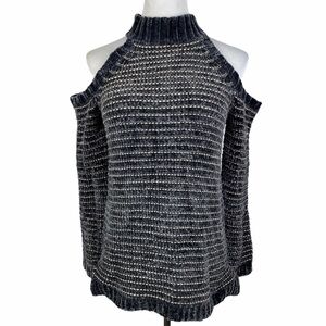 Adam Levine Dark Gray Chenille Cold Shoulder Sweater Women's XS NEW